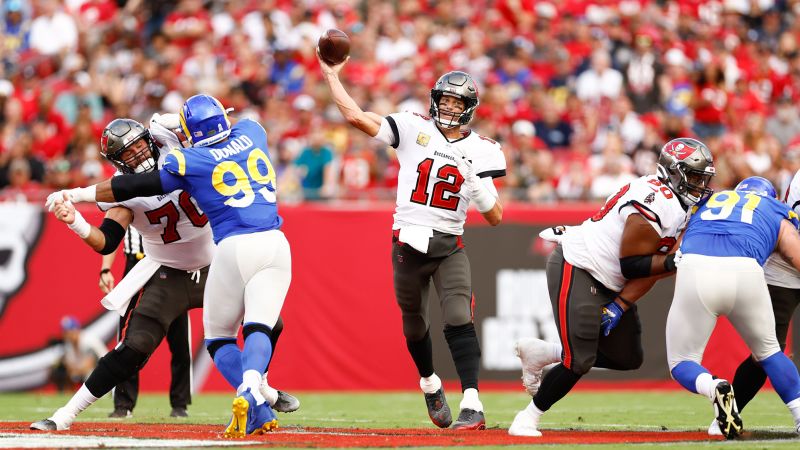 Tom Brady became the all-time leader in National Football League touchdown passes in a 16-13 win over the Los Angeles Rams.